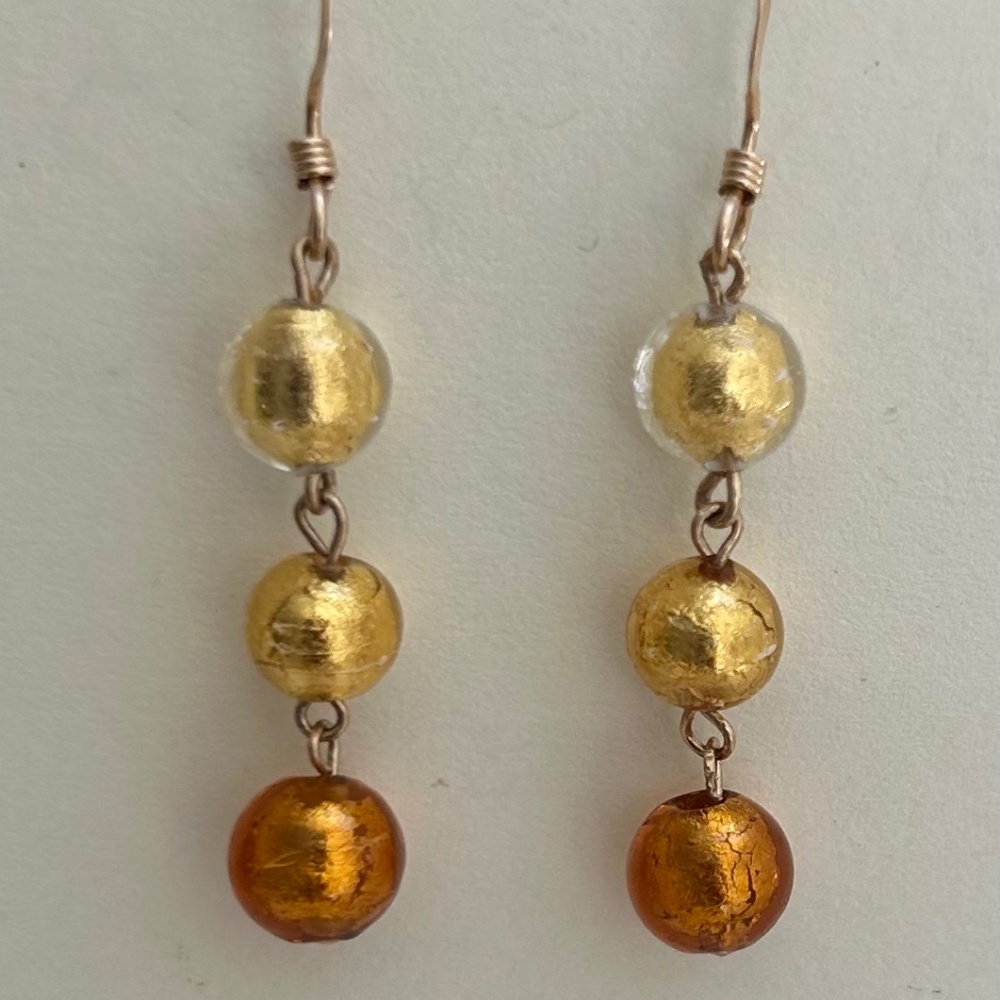 Gold foil Murano glass earrings